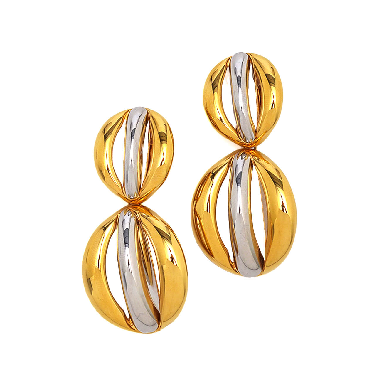 Saint Laurent - Mandalina Gold & Silver Tone Clip Earrings